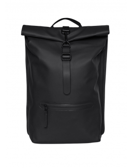 BLACK BACKPACK ROLLTOP RUCKSACK RAINS