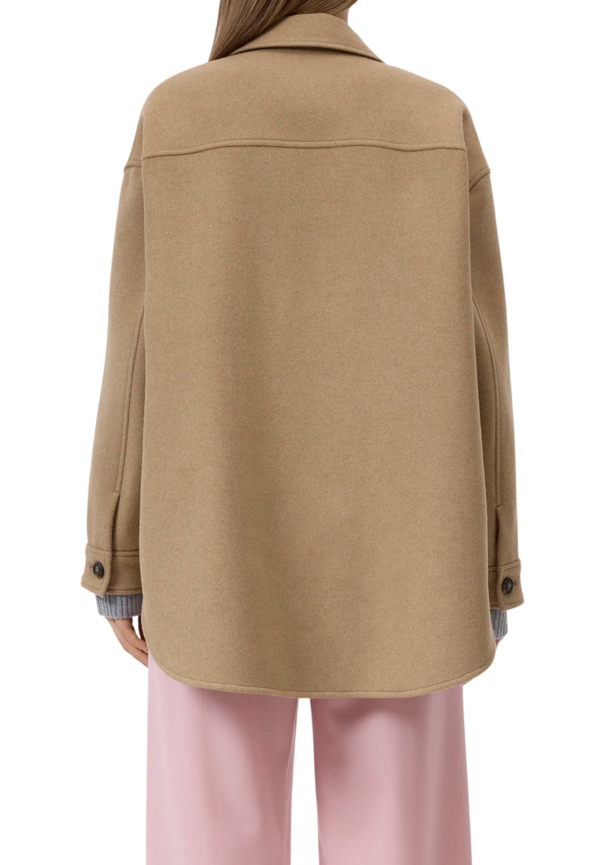 Camicia giacca Closed in misto lana beige, vista posteriore