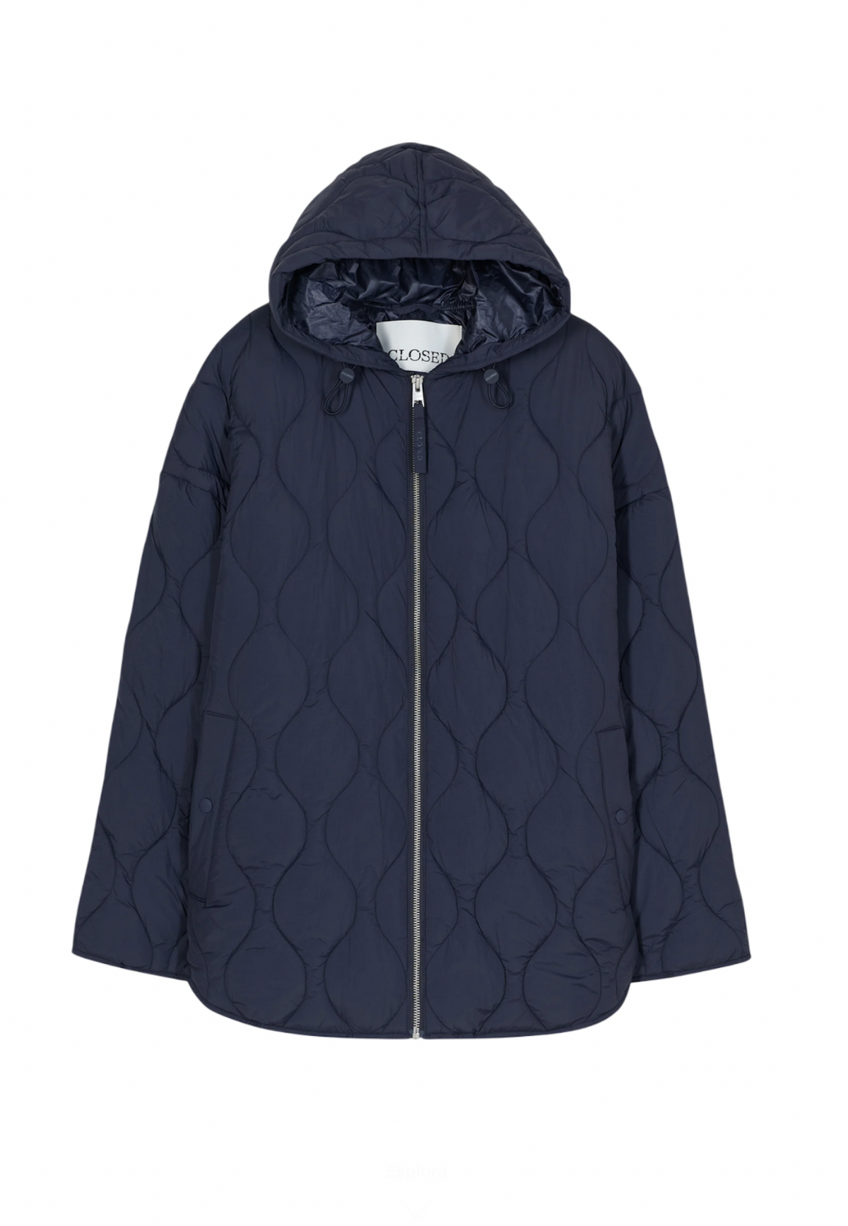 Jacket trapuntata donna Closed in nylon con cappuccio, colore blu