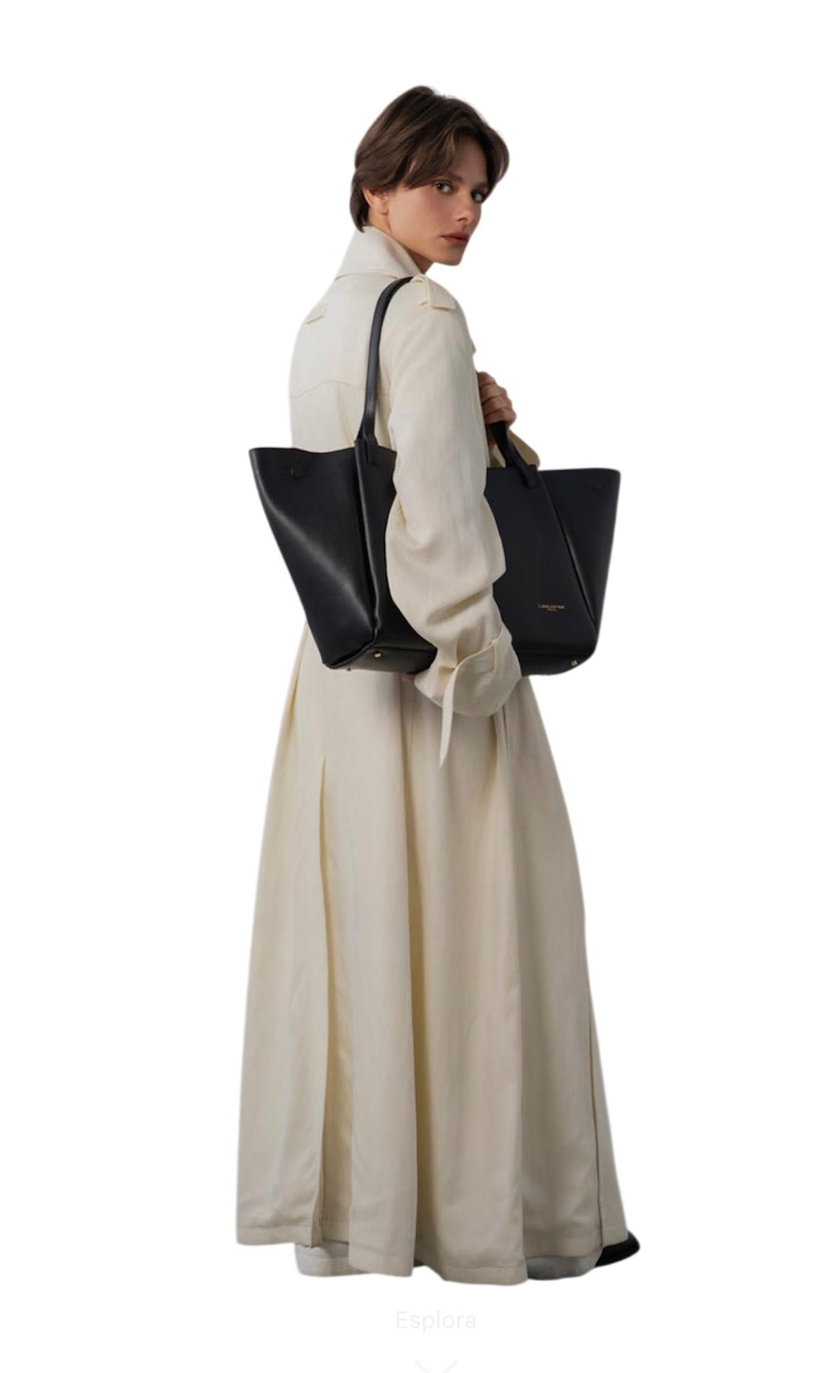 Borsa shopper Sierra Haus Lancaster nera, vista indossata