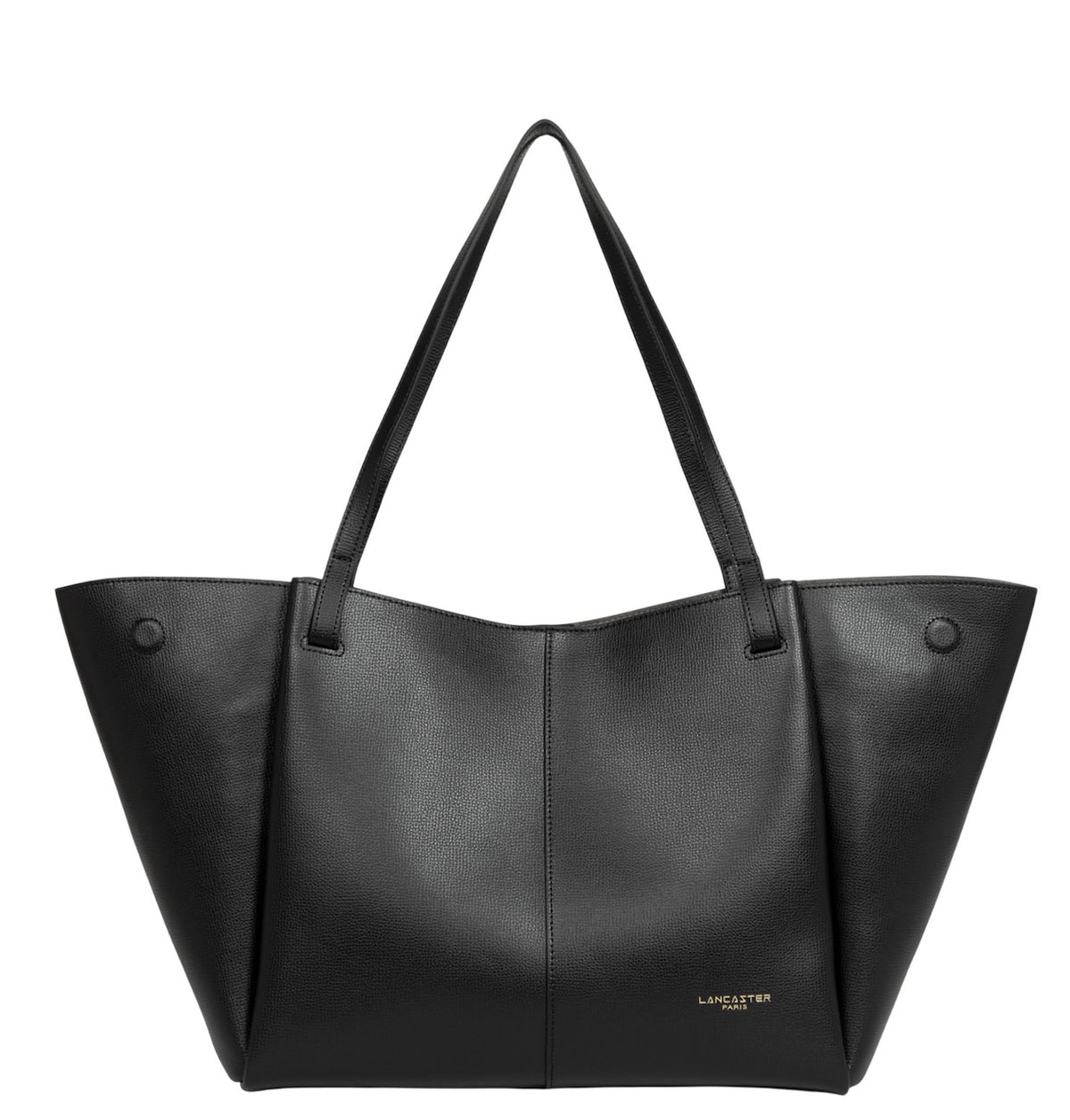 Borsa shopper Sierra Haus Lancaster nera, vista frontale con i lati aperti