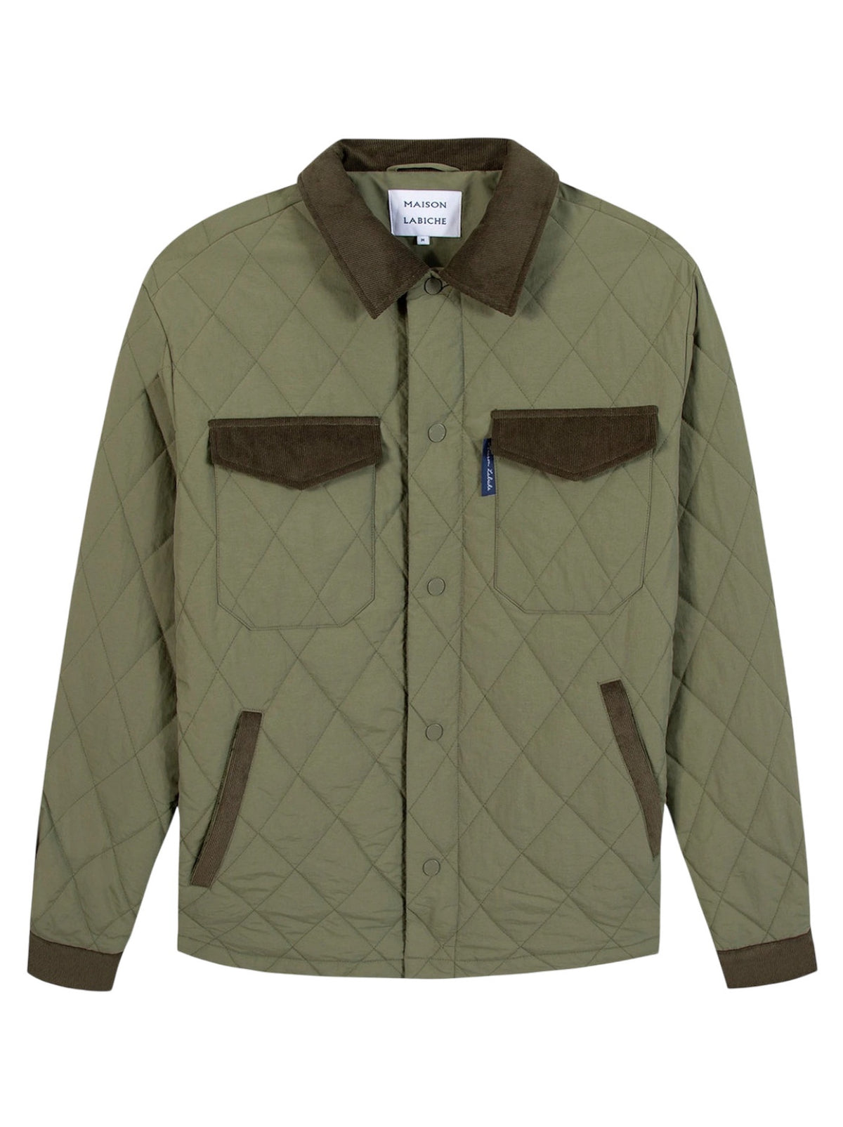 Jacket trapuntato Maison Labiche verde militare - vista frontale