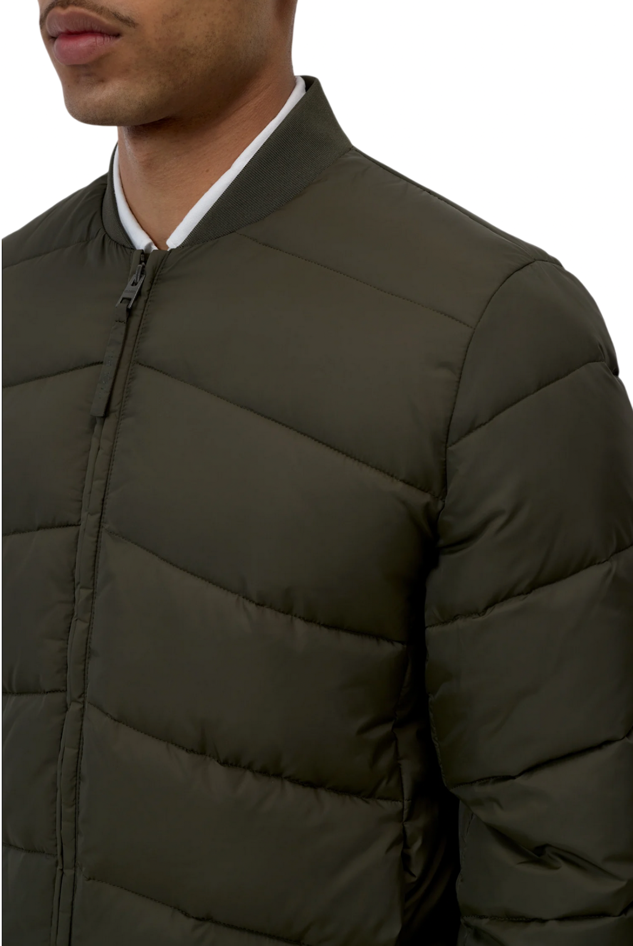Puffer jacket uomo Closed in nylon verde militare trapuntato con imbottitura vegana