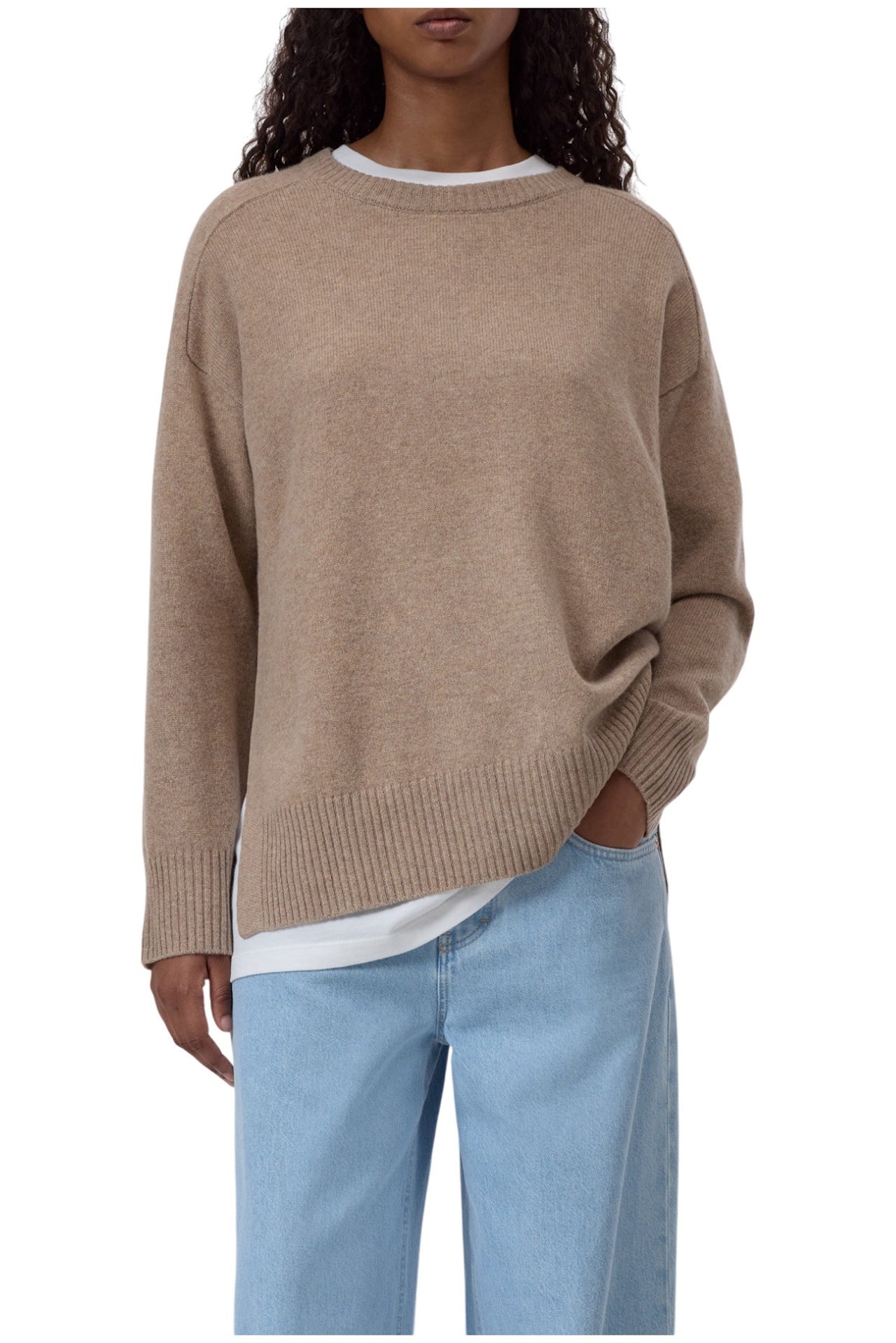 Pull in lana merino Closed — beige, vista frontale 