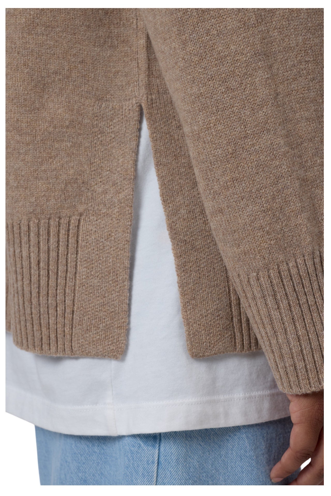 Pull in lana merino Closed — grigio, vista laterale 