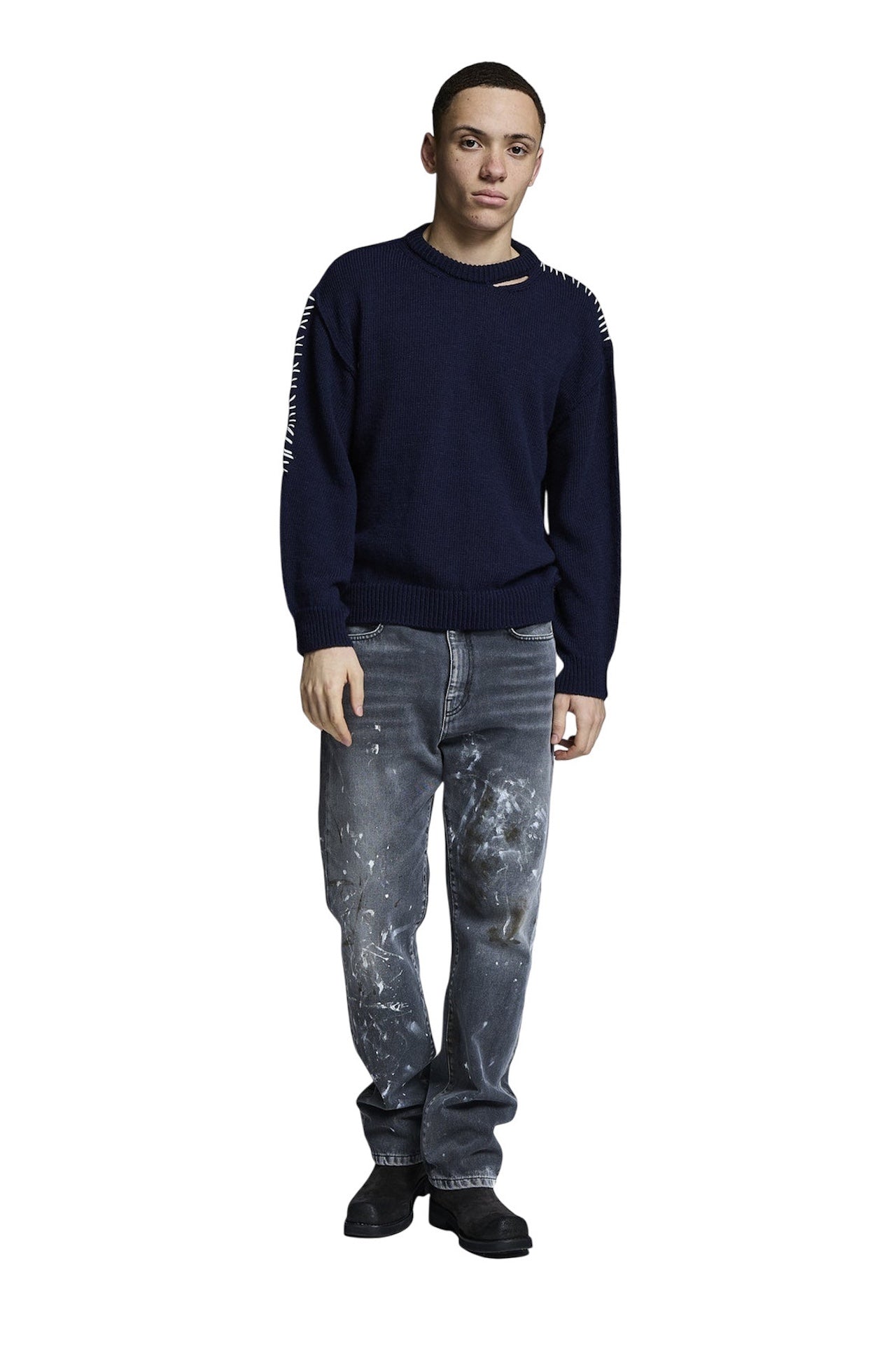 Pull girocollo hotaka blu scuro Danilo Paura