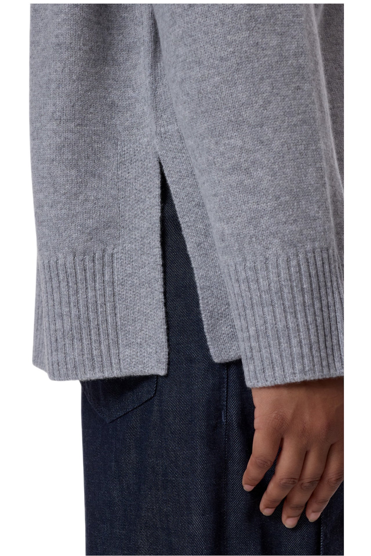 Pull in lana merino Closed — grigio, vista laterale 
