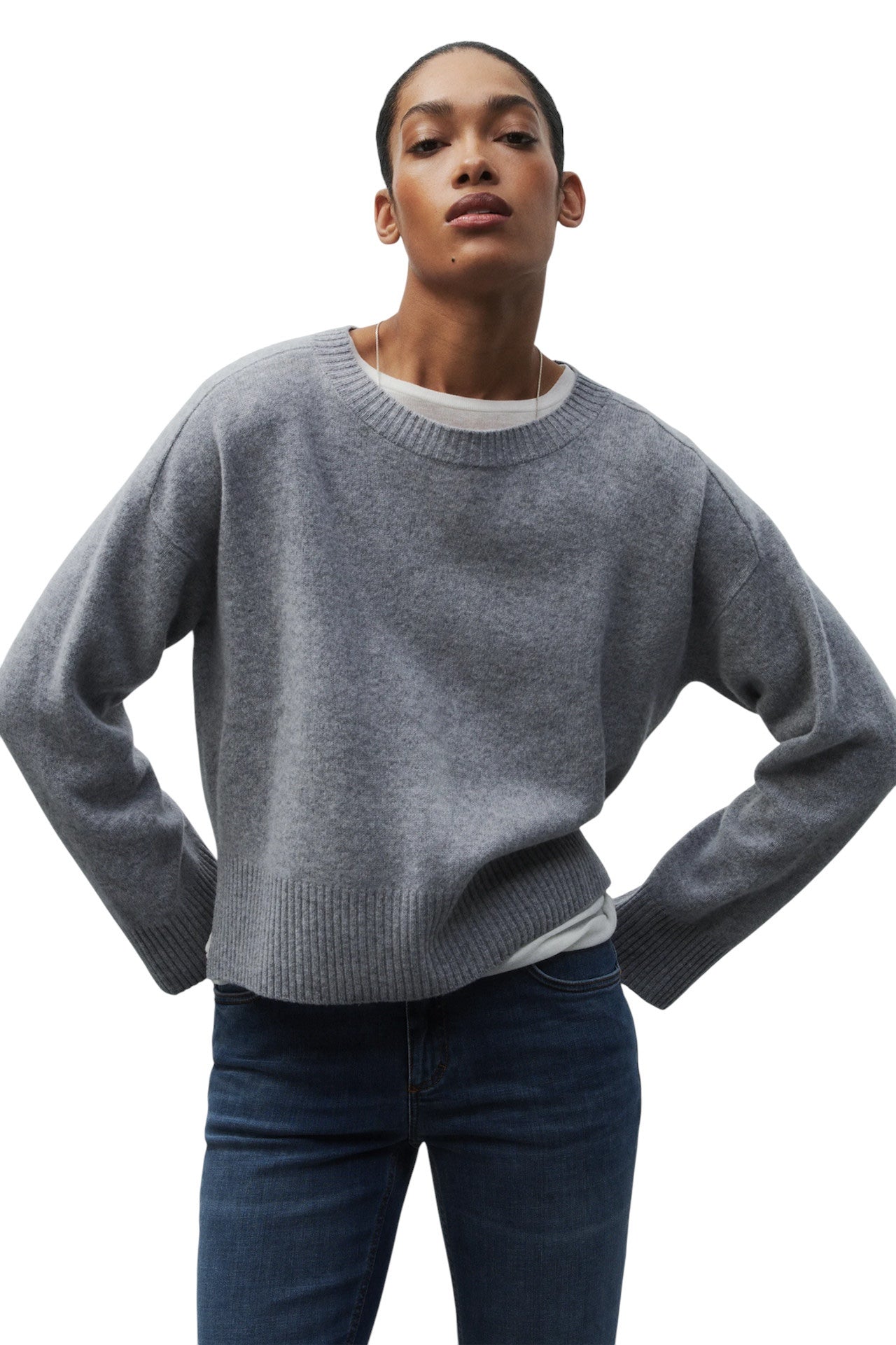 Pull grigio melange Closed