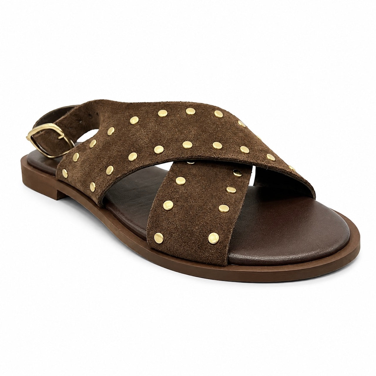 Sandalo in suede marrone Theras