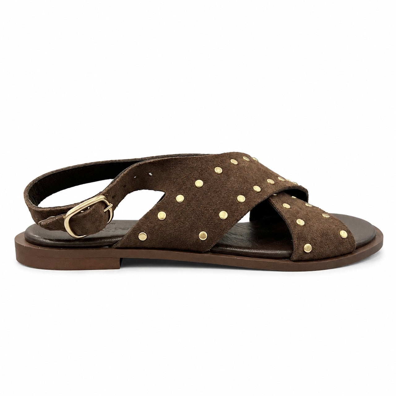 Sandalo in suede marrone Theras