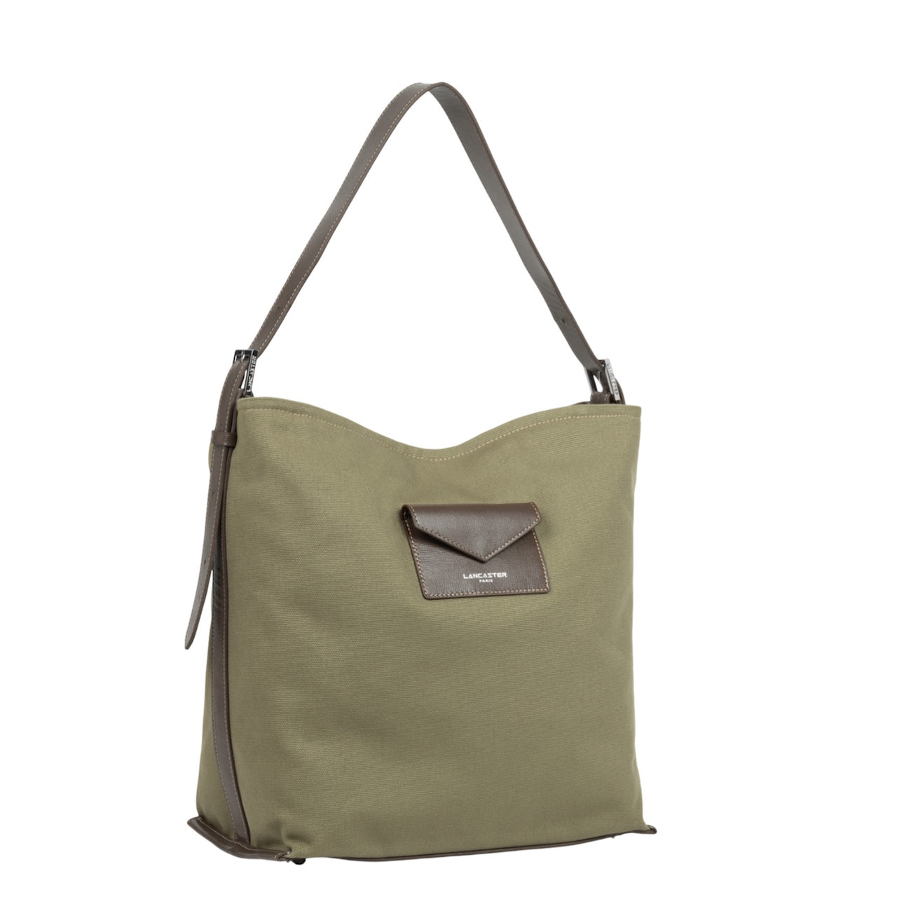 Borsa a secchiello in cotone e pelle Lancaster