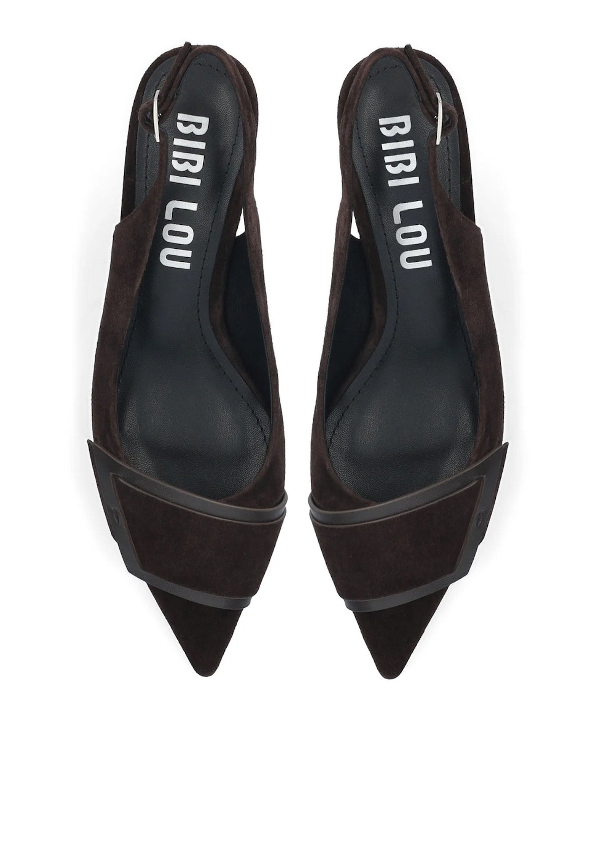 Slingback Astra Bibi Lou in suede marrone con punta affusolata e tacco di 4 cm